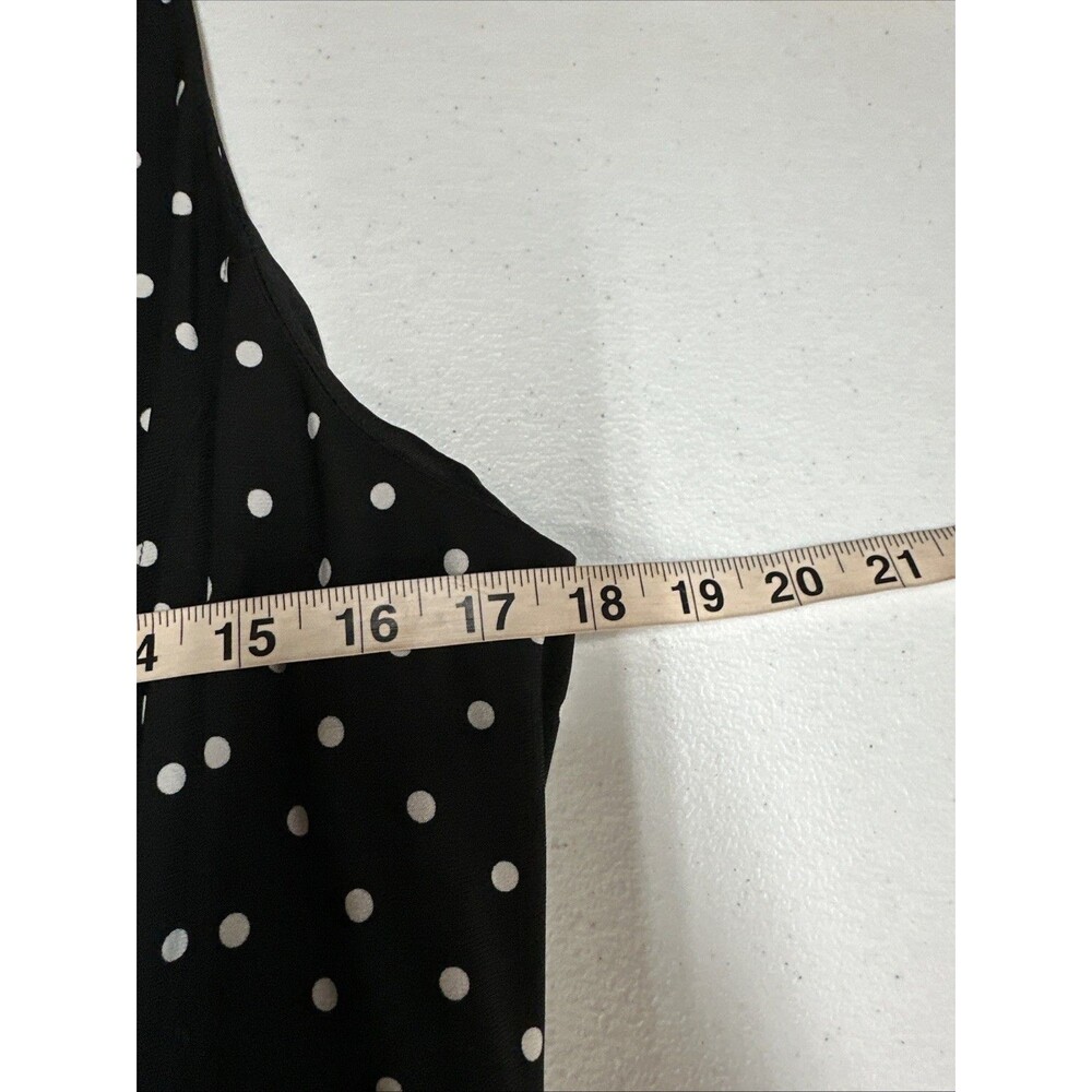 Anne Klein Size 14 Jumpsuit Black White Polka Dot Jersey Knit Tie Wide Leg - Picture 8 of 9